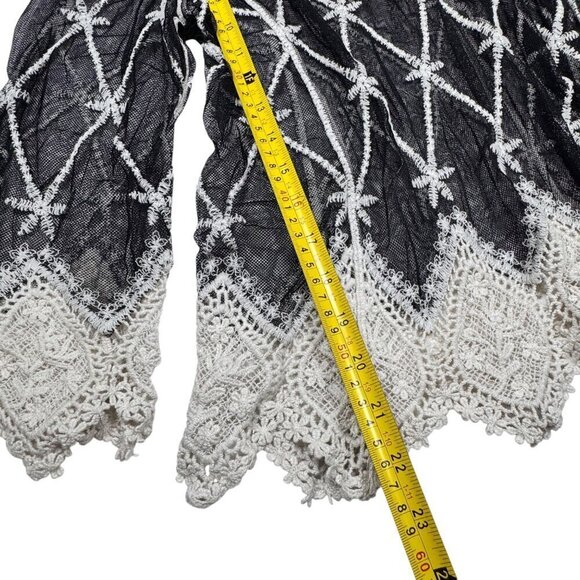 Whimsigoth Top Sz.L Black Mesh Embroidered Sheer Dark Romantic Witchy Goth - Picture 6 of 12